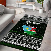 South Sudan Christmas Area Rug with National Map, Flag Colors, and Sleeping Rhino Motif - Wonder Print Shop
