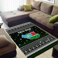 South Sudan Christmas Area Rug with National Map, Flag Colors, and Sleeping Rhino Motif - Wonder Print Shop