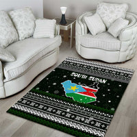 South Sudan Christmas Area Rug with National Map, Flag Colors, and Sleeping Rhino Motif - Wonder Print Shop