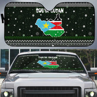 South Sudan Christmas Auto Sun Shade with National Map, Flag Colors, and Sleeping Rhino Motif - Wonder Print Shop