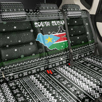 South Sudan Christmas Back Car Seat Cover with National Map, Flag Colors, and Sleeping Rhino Motif - Wonder Print Shop