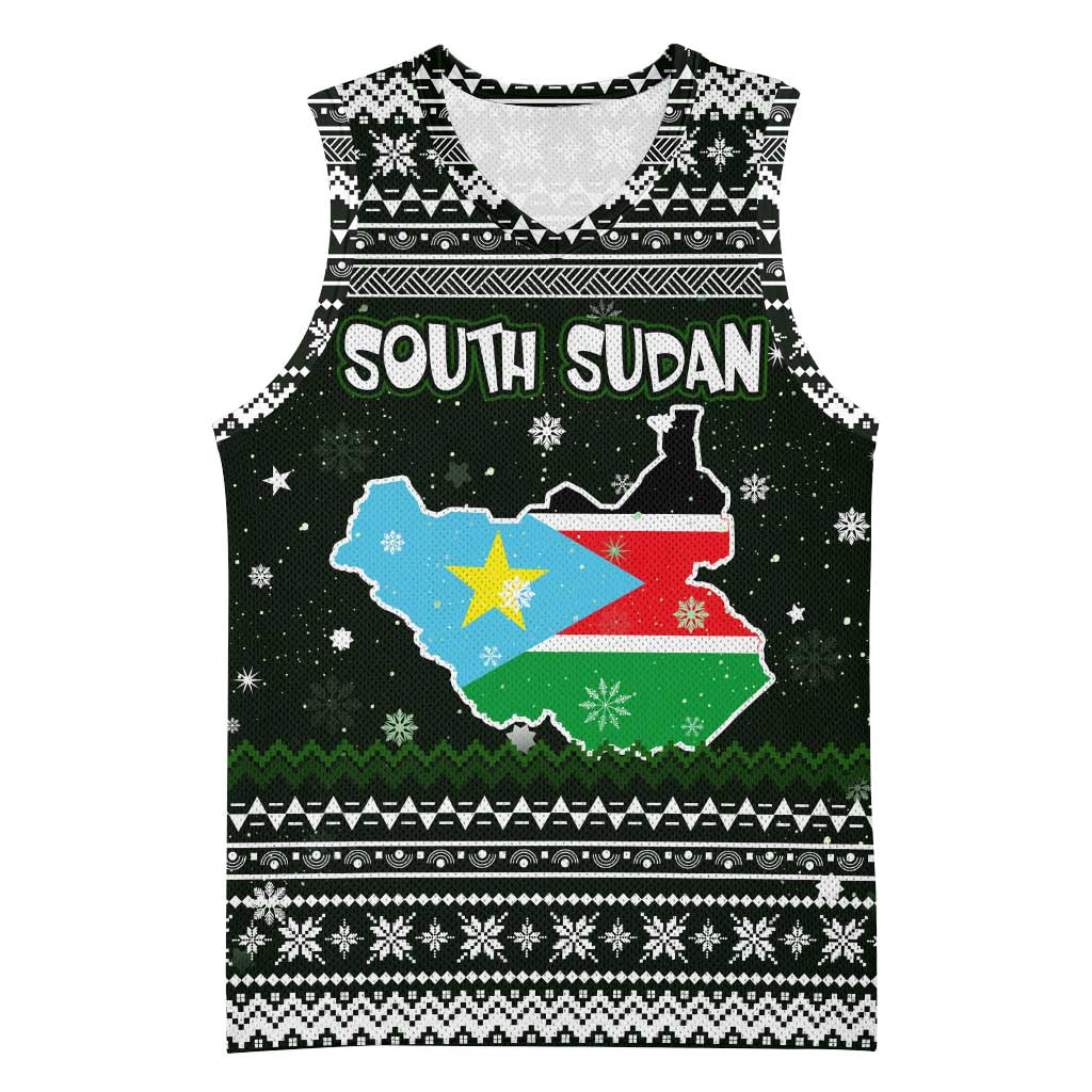 South Sudan Christmas Basketball Jersey with National Map, Flag Colors, and Sleeping Rhino Motif - Wonder Print Shop