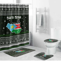 South Sudan Christmas Bathroom Set with National Map, Flag Colors, and Sleeping Rhino Motif - Wonder Print Shop