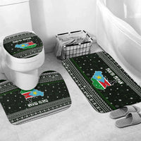 South Sudan Christmas Bathroom Set with National Map, Flag Colors, and Sleeping Rhino Motif - Wonder Print Shop