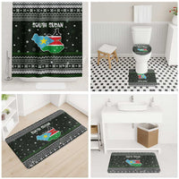 South Sudan Christmas Bathroom Set with National Map, Flag Colors, and Sleeping Rhino Motif - Wonder Print Shop