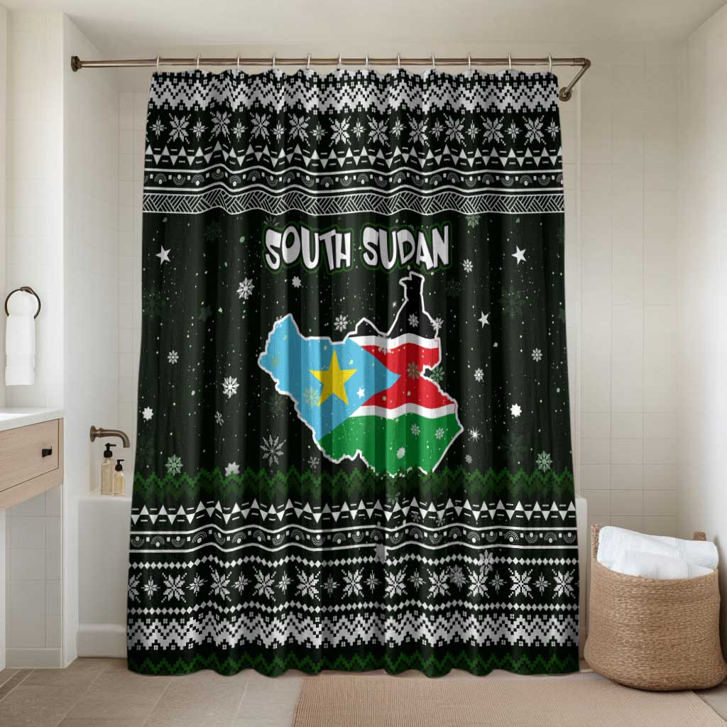 South Sudan Christmas Bathroom Set with National Map, Flag Colors, and Sleeping Rhino Motif - Wonder Print Shop