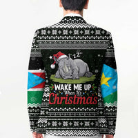 South Sudan Christmas Blazer with National Map, Flag Colors, and Sleeping Rhino Motif - Wonder Print Shop