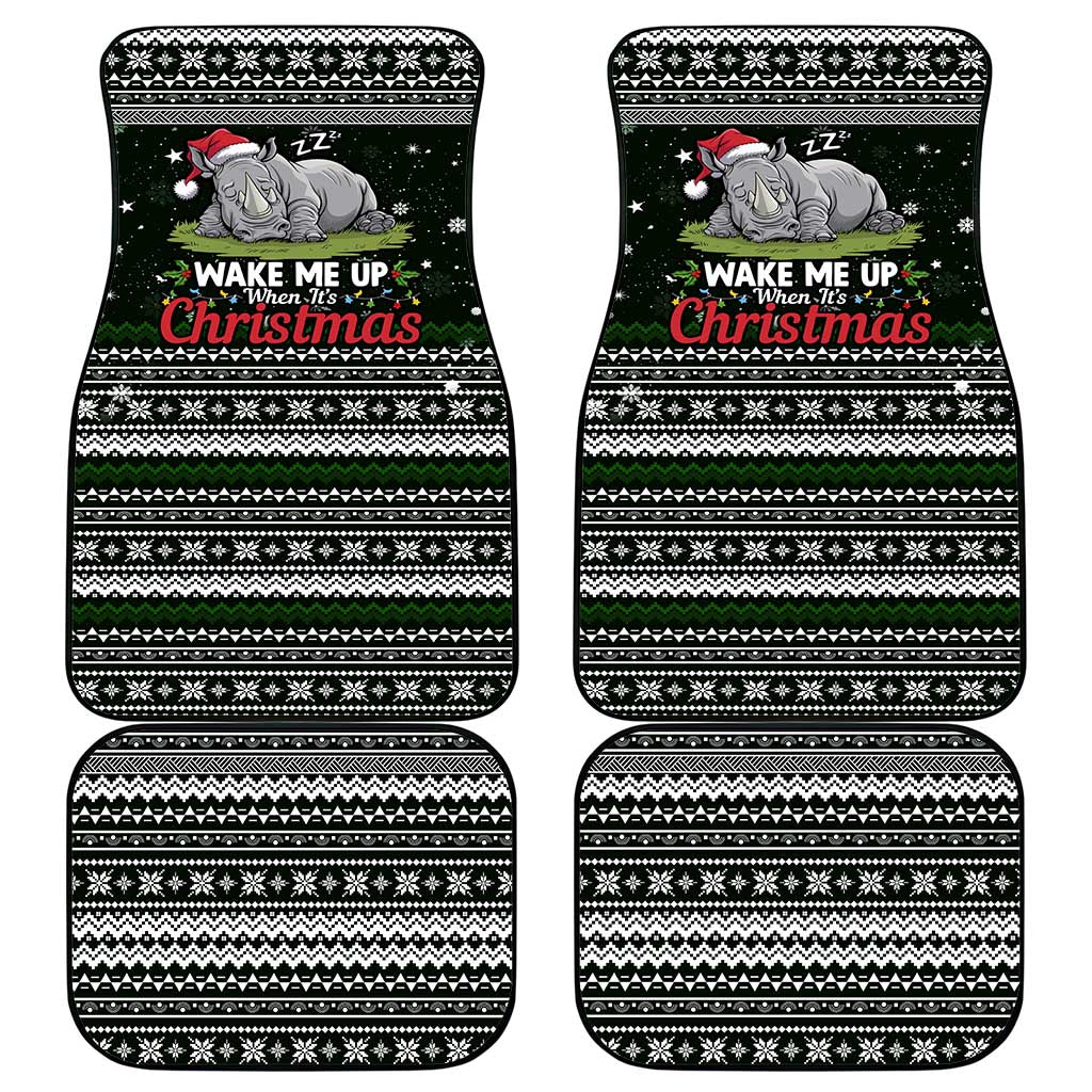 South Sudan Christmas Car Mats with National Map, Flag Colors, and Sleeping Rhino Motif - Wonder Print Shop