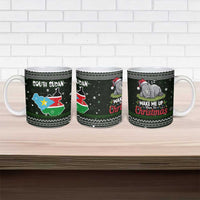 South Sudan Christmas Ceramic Mug with National Map, Flag Colors, and Sleeping Rhino Motif - Wonder Print Shop