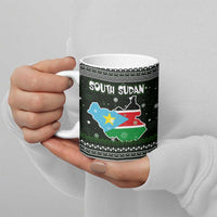 South Sudan Christmas Ceramic Mug with National Map, Flag Colors, and Sleeping Rhino Motif - Wonder Print Shop