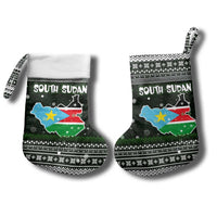 South Sudan Christmas Stocking with National Map, Flag Colors, and Sleeping Rhino Motif - Wonder Print Shop
