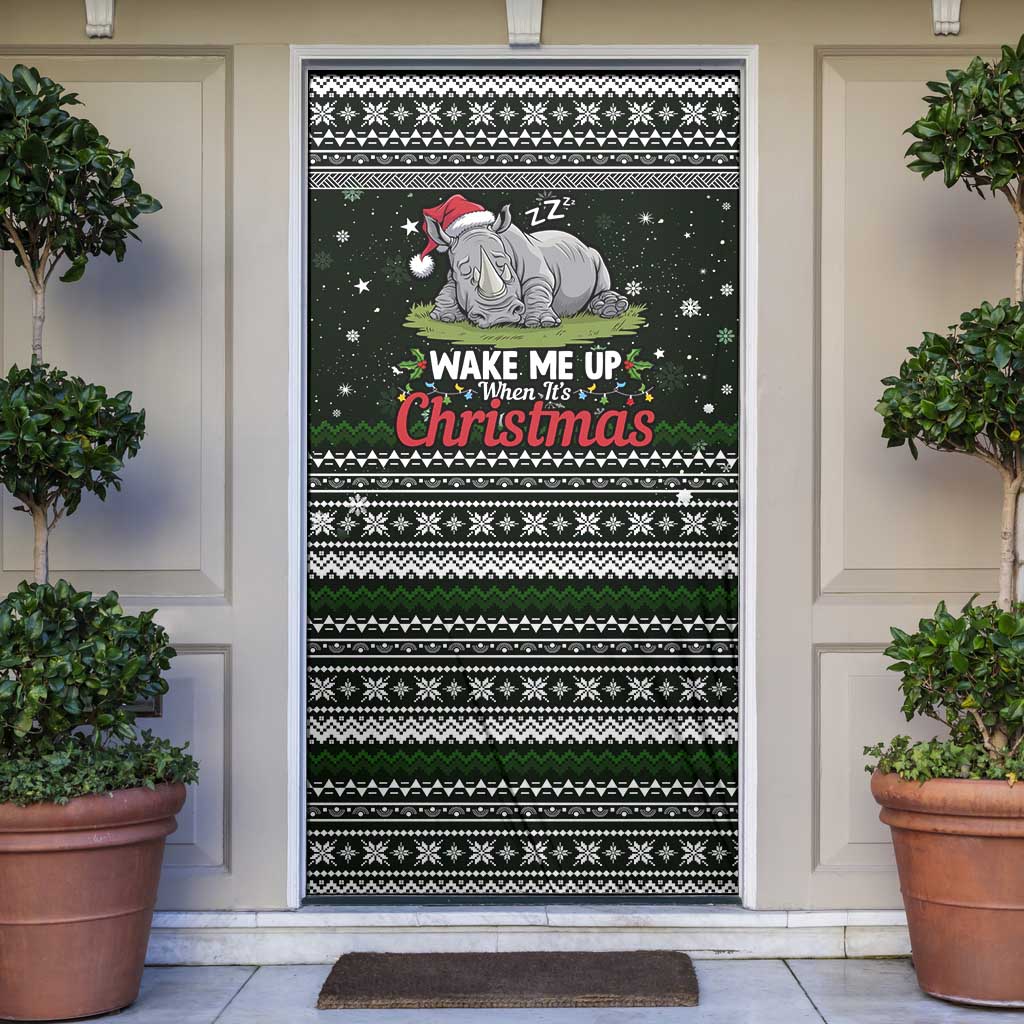 South Sudan Christmas Door Cover with National Map, Flag Colors, and Sleeping Rhino Motif - Wonder Print Shop