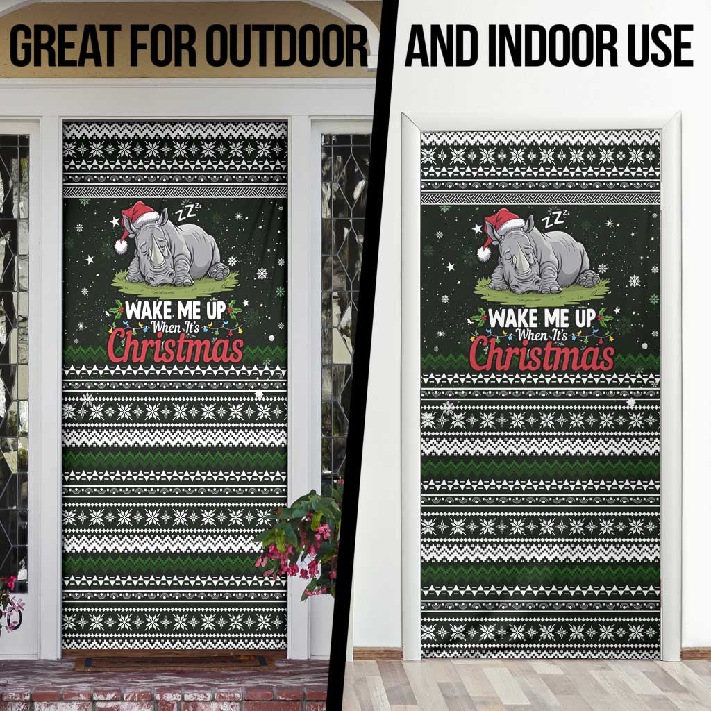 South Sudan Christmas Door Cover with National Map, Flag Colors, and Sleeping Rhino Motif - Wonder Print Shop
