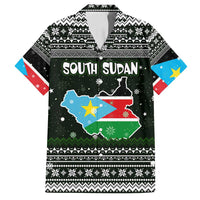 South Sudan Christmas Family Matching Long Sleeve Bodycon Dress and Hawaiian Shirt with National Map, Flag Colors, and Sleeping Rhino Motif - Wonder Print Shop
