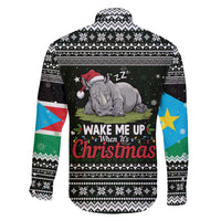 South Sudan Christmas Family Matching Off The Shoulder Long Sleeve Dress and Hawaiian Shirt with National Map, Flag Colors, and Sleeping Rhino Motif - Wonder Print Shop