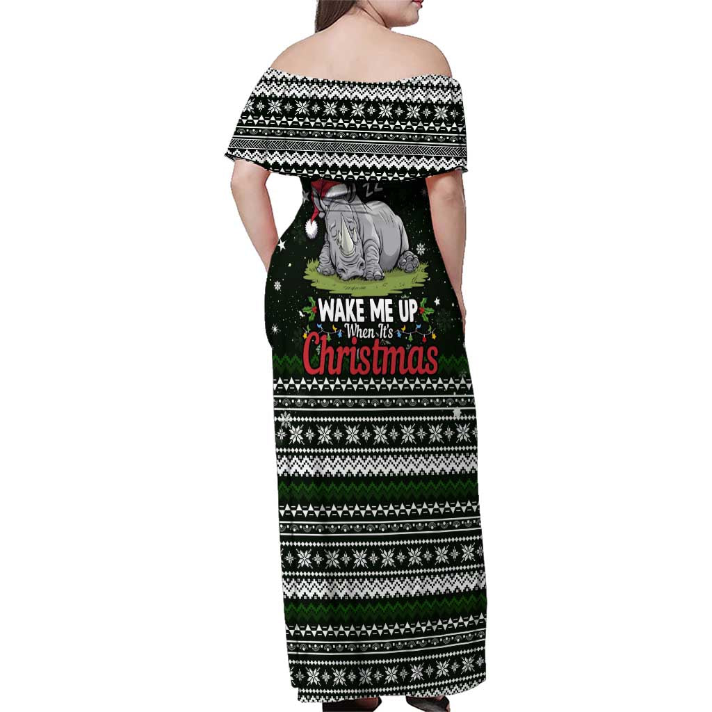 South Sudan Christmas Family Matching Off Shoulder Maxi Dress and Hawaiian Shirt with National Map, Flag Colors, and Sleeping Rhino Motif - Wonder Print Shop
