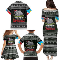 South Sudan Christmas Family Matching Puletasi and Hawaiian Shirt with National Map, Flag Colors, and Sleeping Rhino Motif - Wonder Print Shop