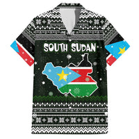 South Sudan Christmas Family Matching Short Sleeve Bodycon Dress and Hawaiian Shirt with National Map, Flag Colors, and Sleeping Rhino Motif - Wonder Print Shop