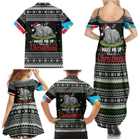 South Sudan Christmas Family Matching Summer Maxi Dress and Hawaiian Shirt with National Map, Flag Colors, and Sleeping Rhino Motif - Wonder Print Shop