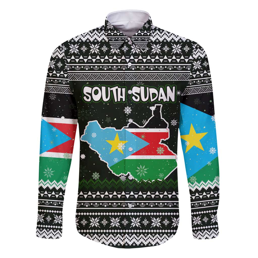 South Sudan Christmas Family Matching Summer Maxi Dress and Hawaiian Shirt with National Map, Flag Colors, and Sleeping Rhino Motif - Wonder Print Shop