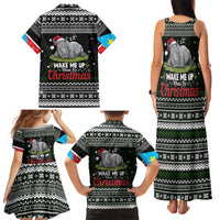 South Sudan Christmas Family Matching Tank Maxi Dress and Hawaiian Shirt with National Map, Flag Colors, and Sleeping Rhino Motif - Wonder Print Shop