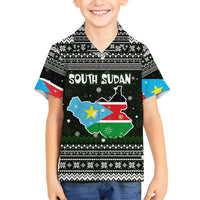 South Sudan Christmas Family Matching Tank Maxi Dress and Hawaiian Shirt with National Map, Flag Colors, and Sleeping Rhino Motif - Wonder Print Shop