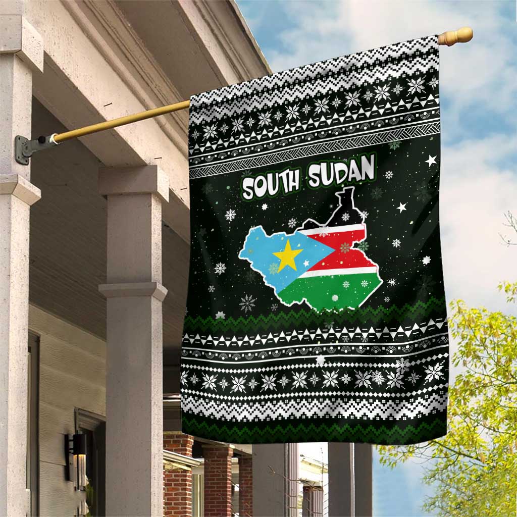 South Sudan Christmas Garden Flag with National Map, Flag Colors, and Sleeping Rhino Motif - Wonder Print Shop