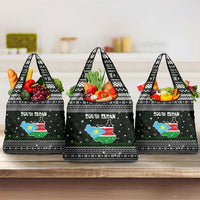 South Sudan Christmas Grocery Bag with National Map, Flag Colors, and Sleeping Rhino Motif - Wonder Print Shop