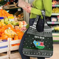 South Sudan Christmas Grocery Bag with National Map, Flag Colors, and Sleeping Rhino Motif - Wonder Print Shop
