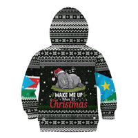 South Sudan Christmas Kid Hoodie with National Map, Flag Colors, and Sleeping Rhino Motif - Wonder Print Shop
