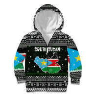 South Sudan Christmas Kid Hoodie with National Map, Flag Colors, and Sleeping Rhino Motif - Wonder Print Shop