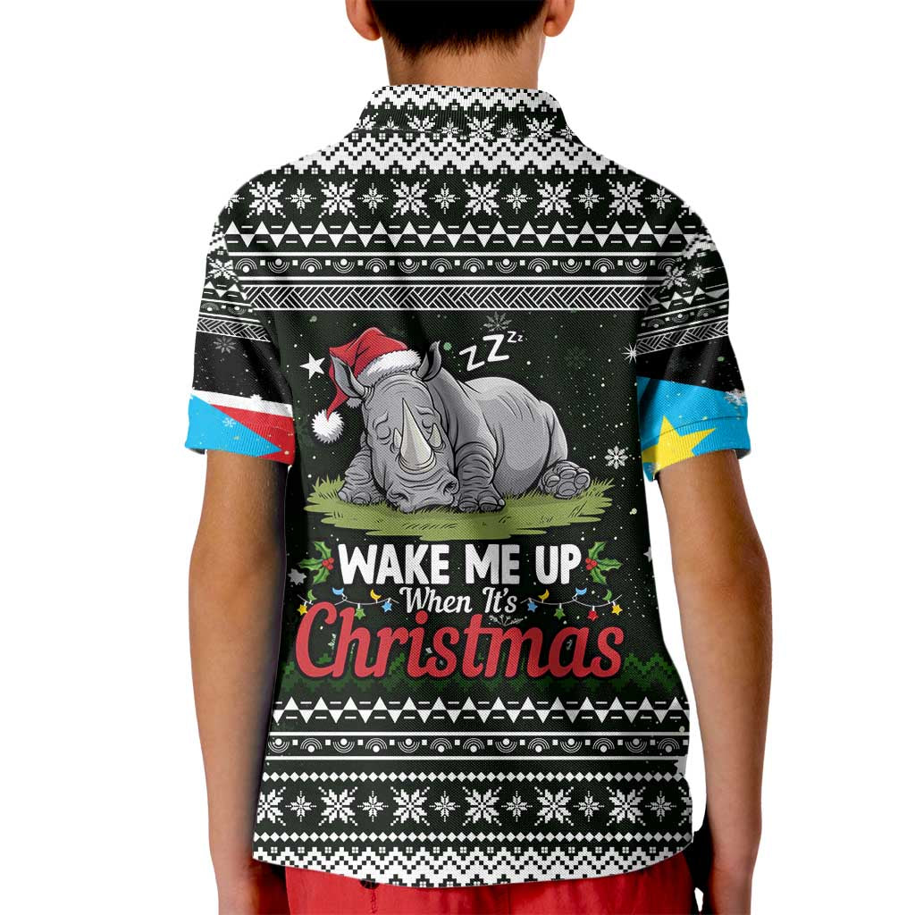 South Sudan Christmas Kid Polo Shirt with National Map, Flag Colors, and Sleeping Rhino Motif - Wonder Print Shop