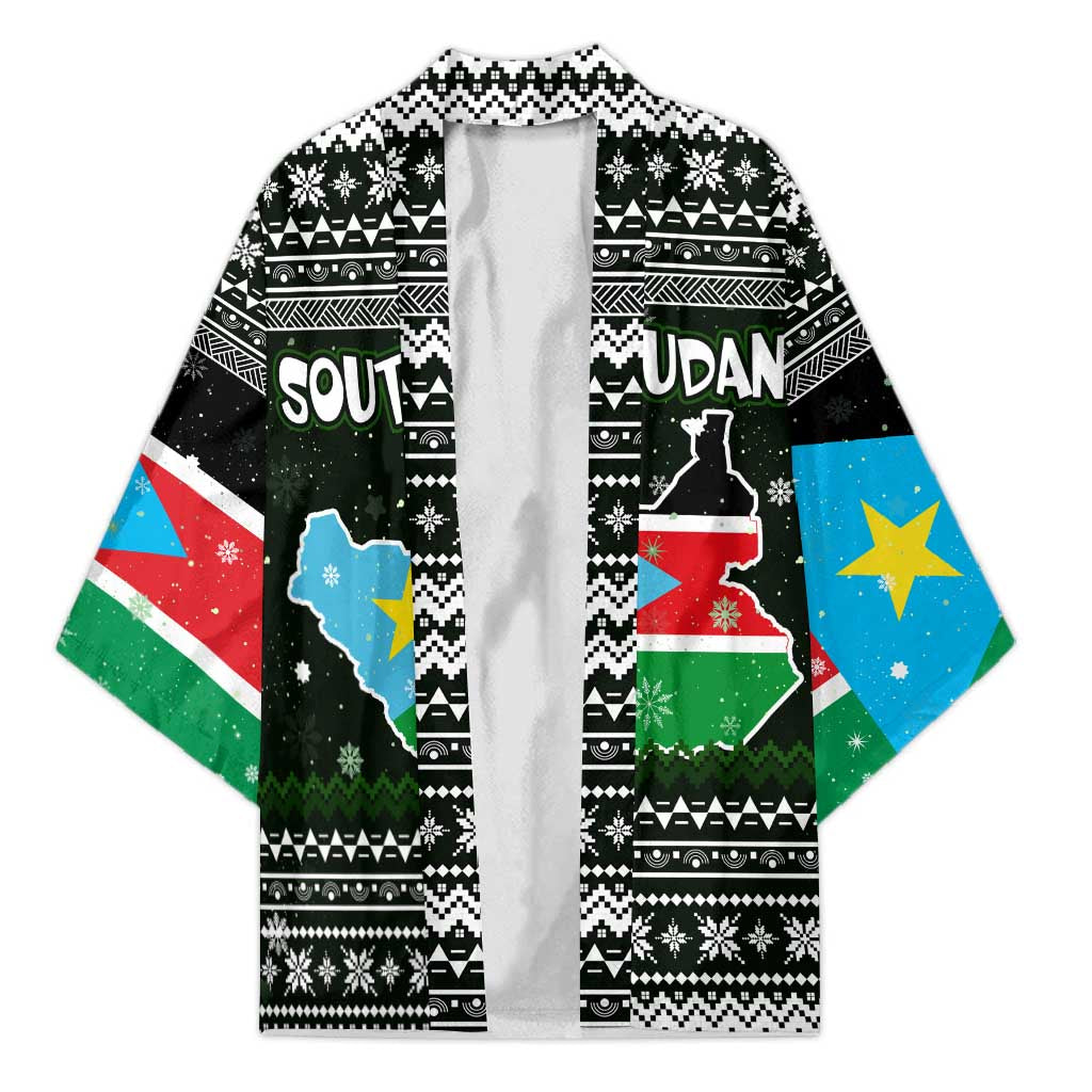 South Sudan Christmas Kimono with National Map, Flag Colors, and Sleeping Rhino Motif - Wonder Print Shop