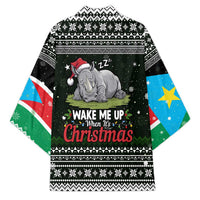 South Sudan Christmas Kimono with National Map, Flag Colors, and Sleeping Rhino Motif - Wonder Print Shop