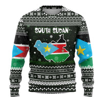South Sudan Christmas Ugly Christmas Sweater with National Map, Flag Colors, and Sleeping Rhino Motif - Wonder Print Shop