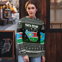 South Sudan Christmas Ugly Christmas Sweater with National Map, Flag Colors, and Sleeping Rhino Motif - Wonder Print Shop