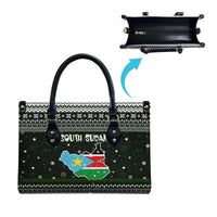 South Sudan Christmas Leather Bag with National Map, Flag Colors, and Sleeping Rhino Motif - Wonder Print Shop