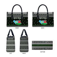 South Sudan Christmas Leather Bag with National Map, Flag Colors, and Sleeping Rhino Motif - Wonder Print Shop