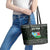 South Sudan Christmas Leather Tote Bag with National Map, Flag Colors, and Sleeping Rhino Motif - Wonder Print Shop