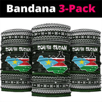South Sudan Christmas Neck Gaiter with National Map, Flag Colors, and Sleeping Rhino Motif - Wonder Print Shop