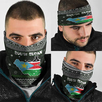 South Sudan Christmas Neck Gaiter with National Map, Flag Colors, and Sleeping Rhino Motif - Wonder Print Shop