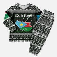 South Sudan Christmas Pajama Set with National Map, Flag Colors, and Sleeping Rhino Motif - Wonder Print Shop