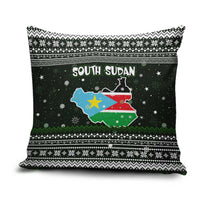 South Sudan Christmas Pillow Cover with National Map, Flag Colors, and Sleeping Rhino Motif - Wonder Print Shop
