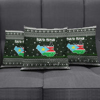 South Sudan Christmas Pillow Cover with National Map, Flag Colors, and Sleeping Rhino Motif - Wonder Print Shop