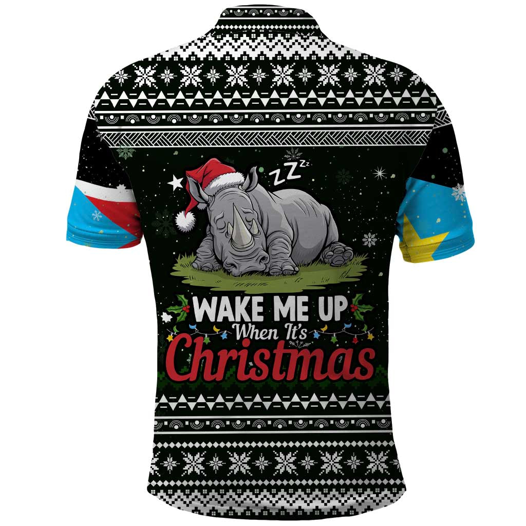 South Sudan Christmas Polo Shirt with National Map, Flag Colors, and Sleeping Rhino Motif - Wonder Print Shop