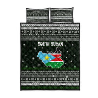 South Sudan Christmas Quilt Bed Set with National Map, Flag Colors, and Sleeping Rhino Motif - Wonder Print Shop