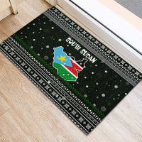 South Sudan Christmas Rubber Doormat with National Map, Flag Colors, and Sleeping Rhino Motif - Wonder Print Shop