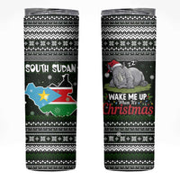 South Sudan Christmas Skinny Tumbler with National Map, Flag Colors, and Sleeping Rhino Motif - Wonder Print Shop