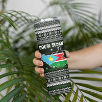 South Sudan Christmas Skinny Tumbler with National Map, Flag Colors, and Sleeping Rhino Motif - Wonder Print Shop