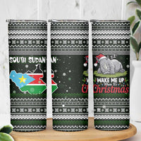 South Sudan Christmas Skinny Tumbler with National Map, Flag Colors, and Sleeping Rhino Motif - Wonder Print Shop